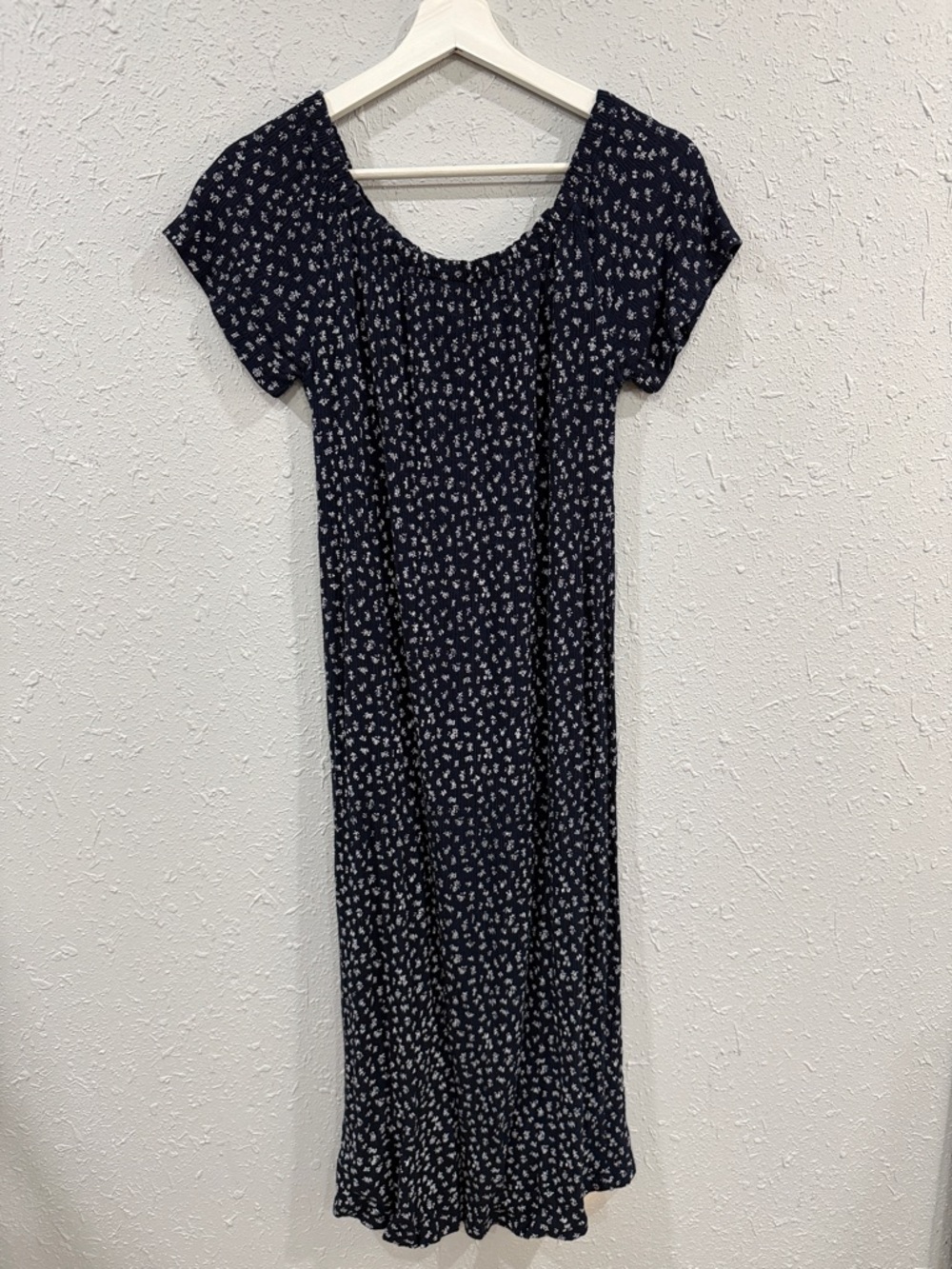 Vintage Navy Floral Short-Sleeve Dress Size XS - Picture 3 of 9